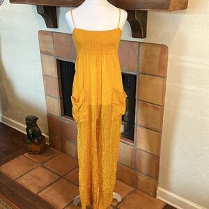 THREE GRACES Saffron Yellow Cotton Tallie Jumpsuit 12 UK/8 US!